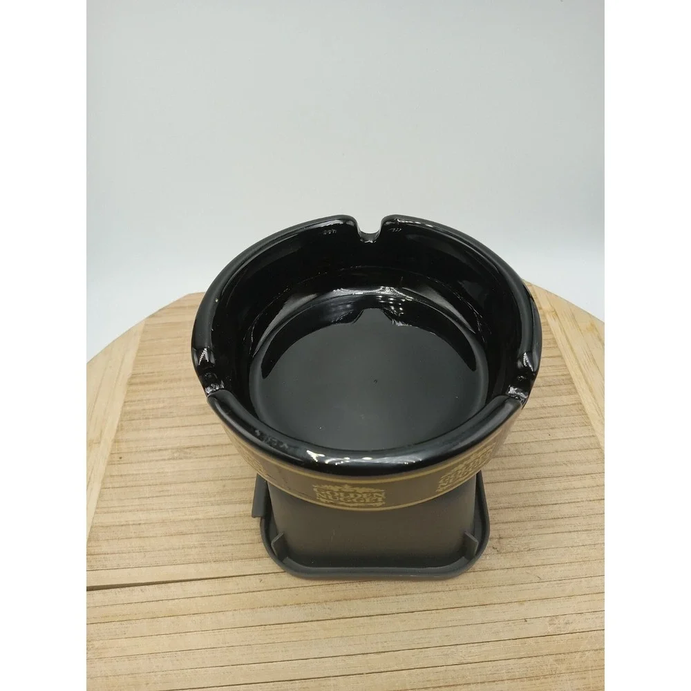 Vintage GOLDEN‎ NUGGET Hotel & Casino BLACK Glass Ashtray Las Vegas 80's